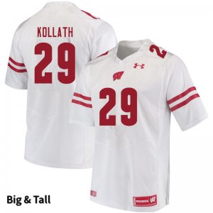 Men's Wisconsin Badgers NCAA #29 Jackson Kollath White Authentic Under Armour Big & Tall Stitched College Football Jersey TP31T31XC